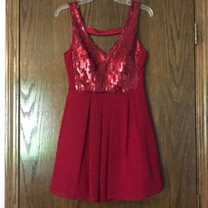 Red sequin dress